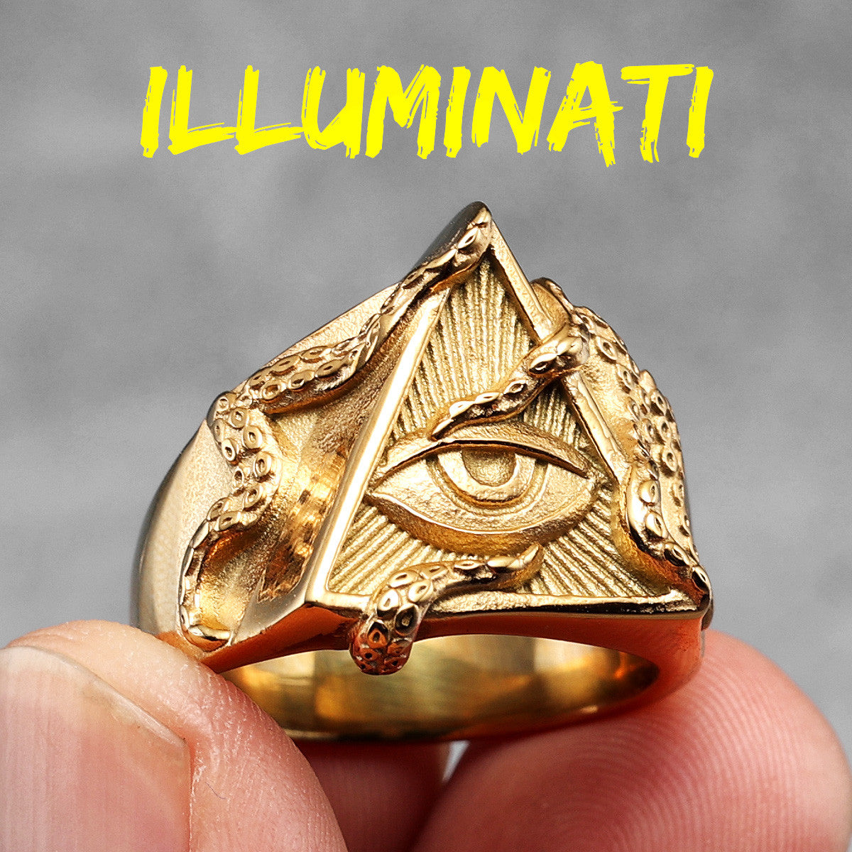 Freemason Illuminati | 316L No Fade Stainless Steel Triangle Masonic All Seeing Eye Rings