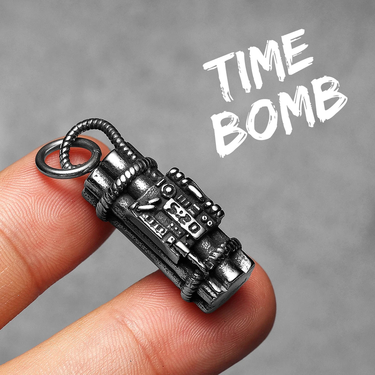 No Tick Tock | Just Bombs Solid Stainless Steel No Fade Silver Time Bomb Pendant