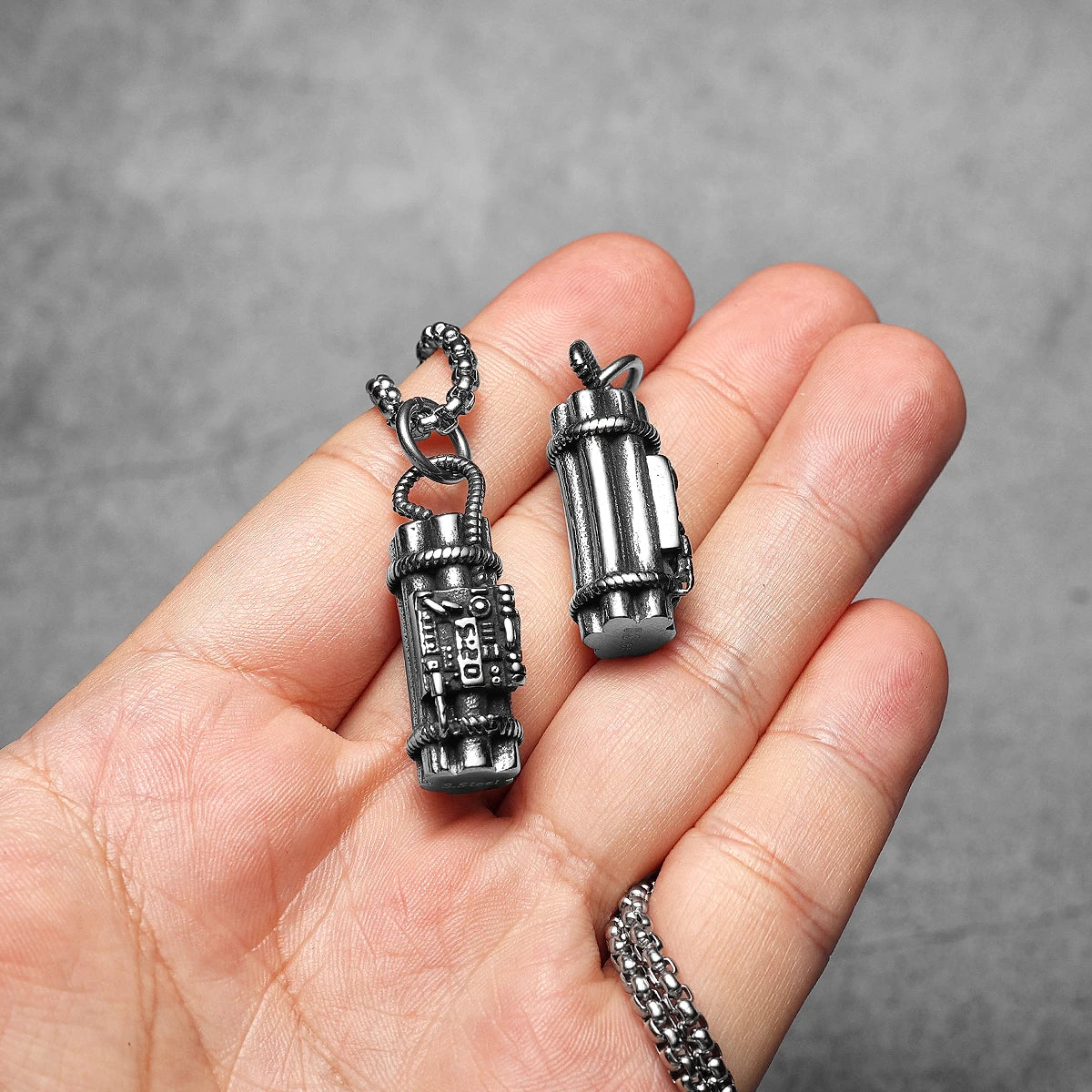 No Tick Tock | Just Bombs Solid Stainless Steel No Fade Silver Time Bomb Pendant