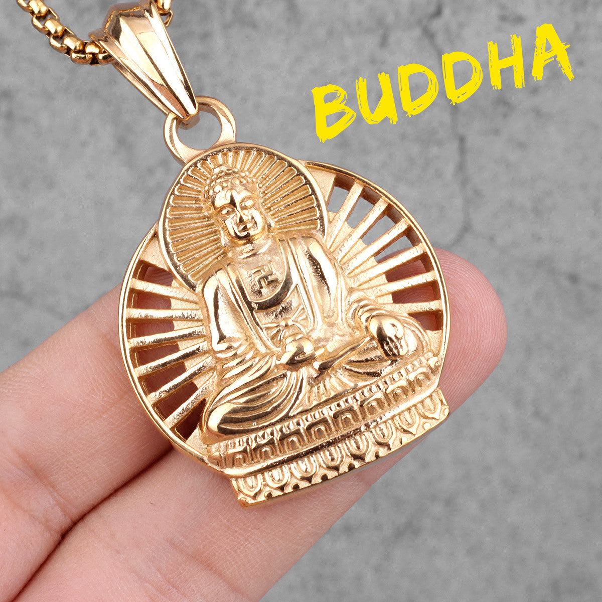 The Buddha | 14k Gold Over Solid Stainless Steel Buddhism Spiritual Pendant