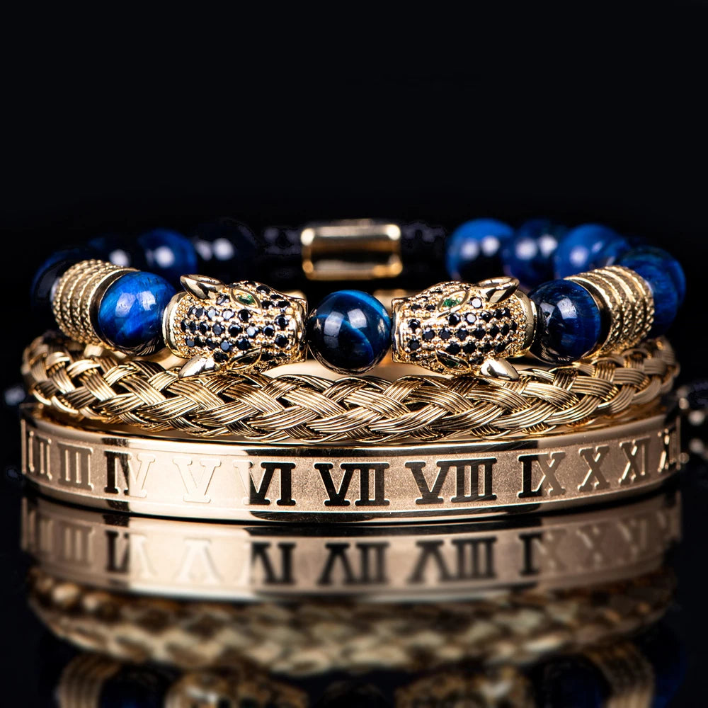 Double Leopard | Natural Stone VVS Diamond CZ Sigma Male Hip Hop Bracelets