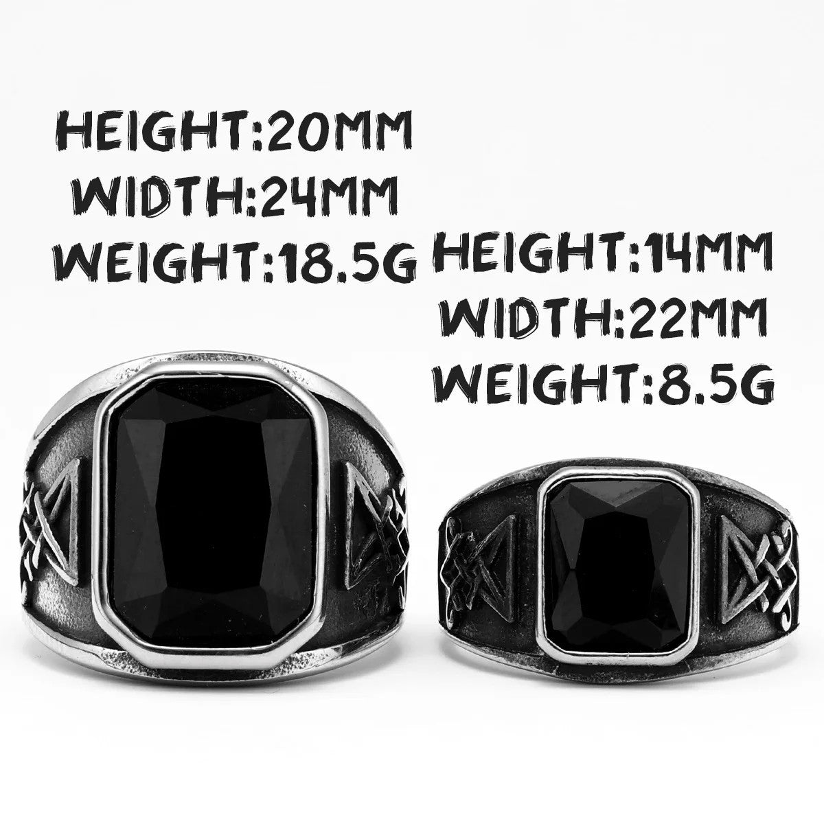 Lucifer Satan | 316L Solid Stainless Steel Black Gem Stone Designer Rings