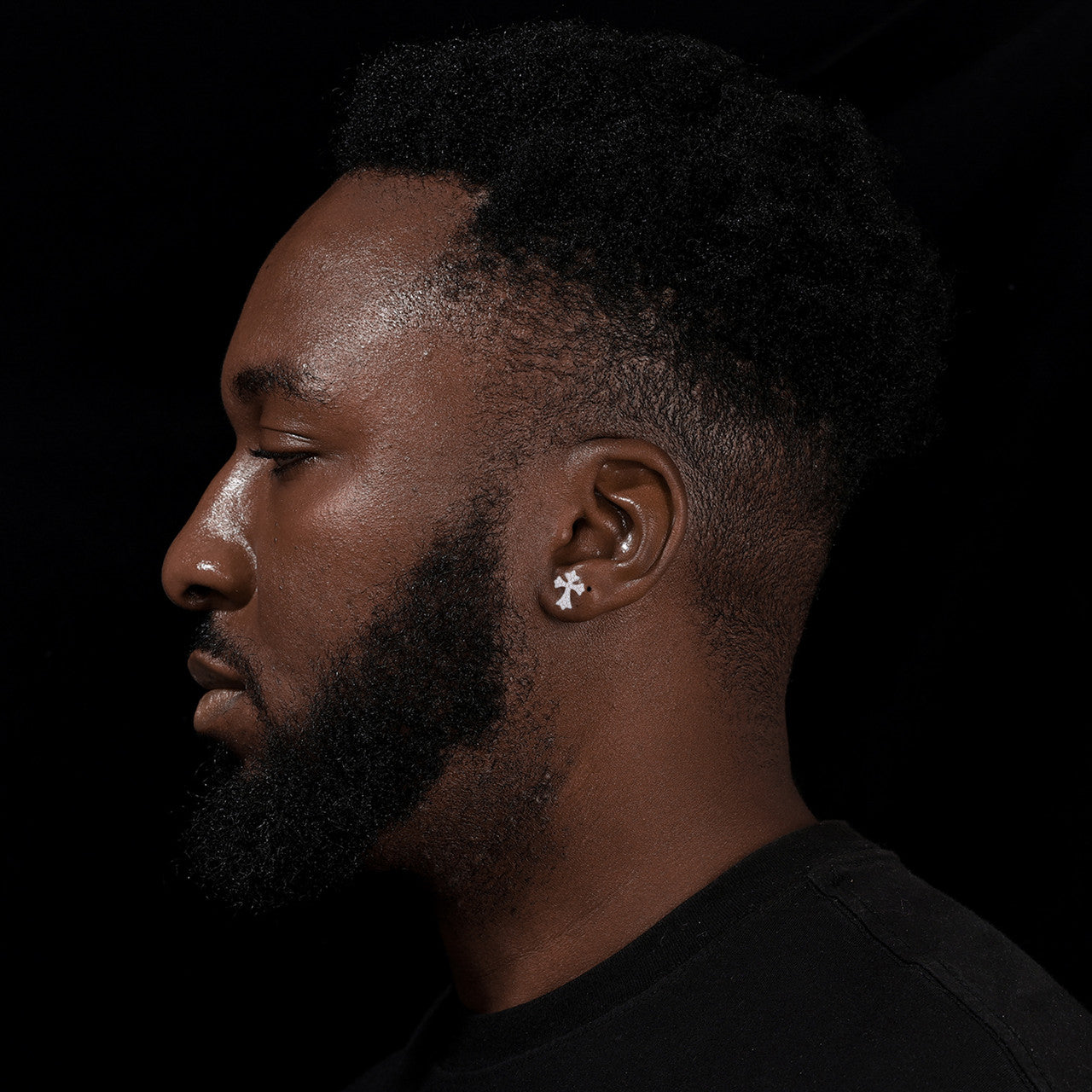 Mens Solid 925 Sterling Silver Moissanite Diamond Arrow Cross Stud Hip Hop Earrings