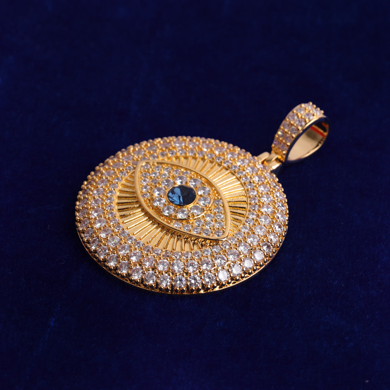 All Seeing Eye Flooded Ice 24k 925 Silver Rose Gold 5A Hip Hop Iced Pendant