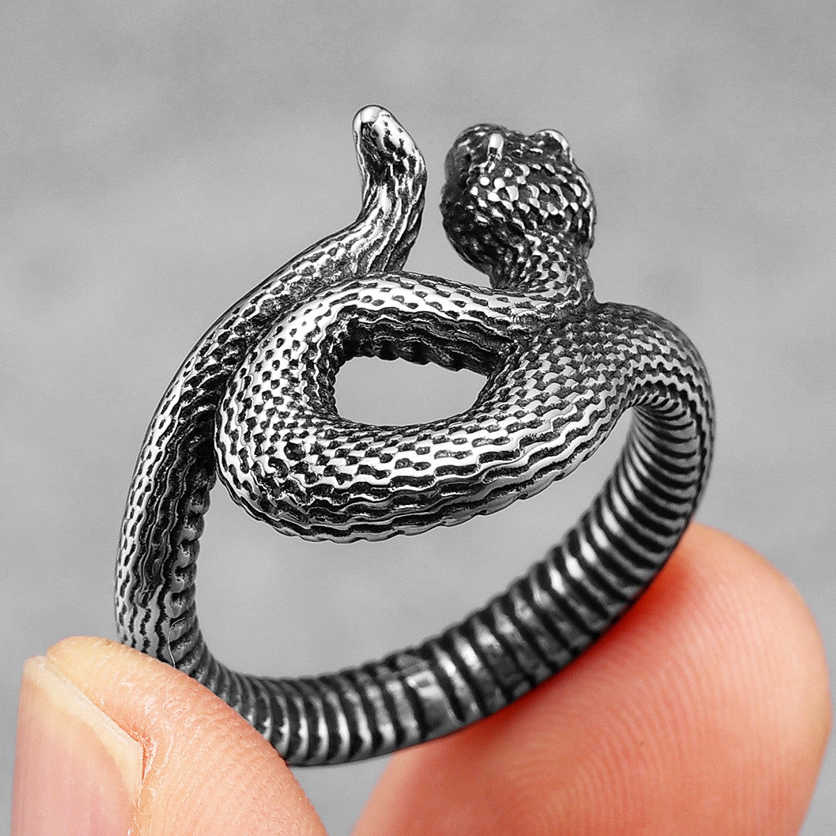 Coiled Viper | Stainless Steel Snake In The Grass Street Wear Hip Hop Rings