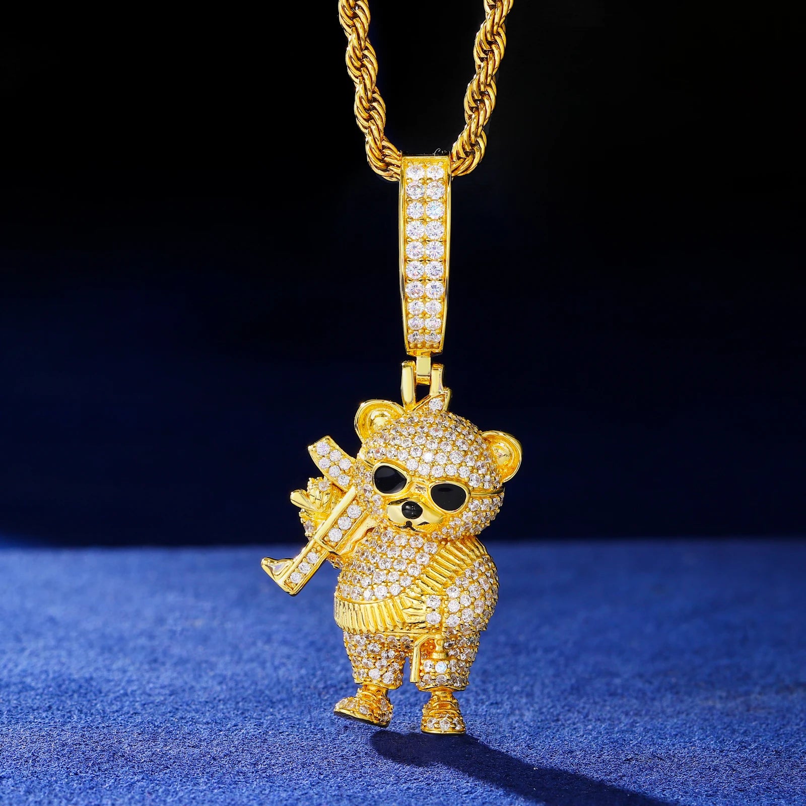 Chopper Style | Moissanite Diamond 925 Sterling Silver Stylish Ak47 Tufti The Bear Pendant