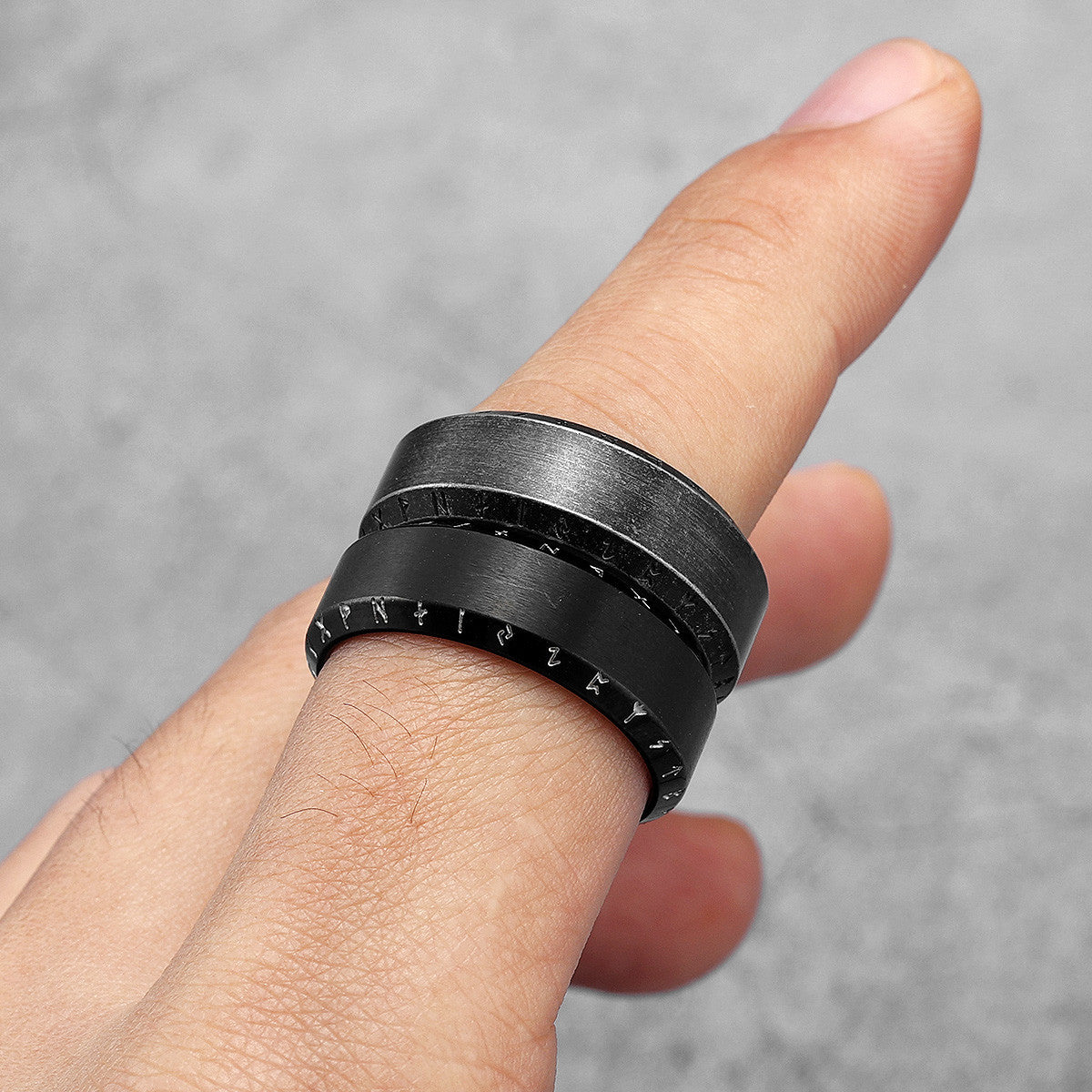 Steel Black Collection | 316L Black Stainless Steel Vintage Look Myth Of Odin Rings