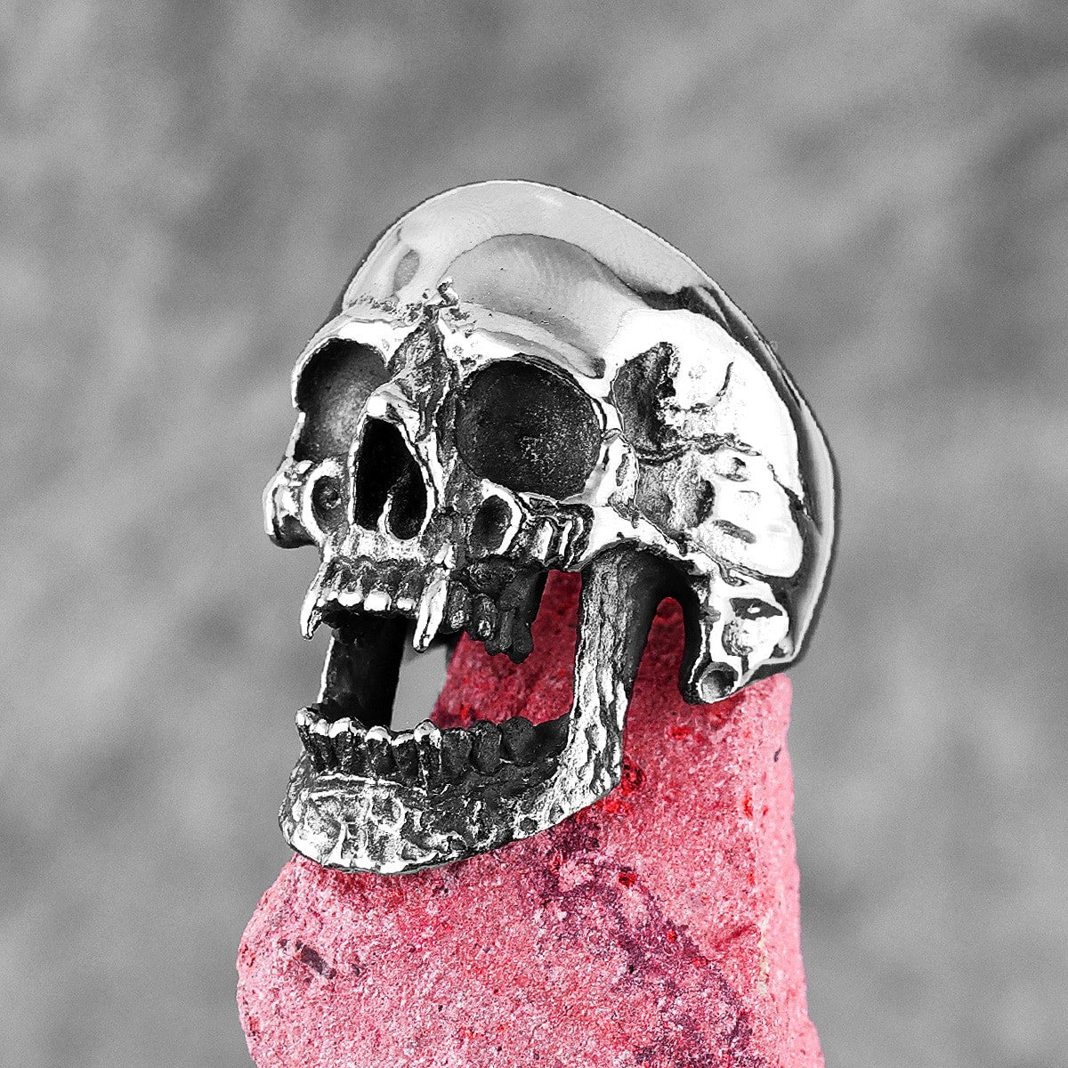Mens Stainless Steel Screaming Demon Hell Skull Street Wear Rings