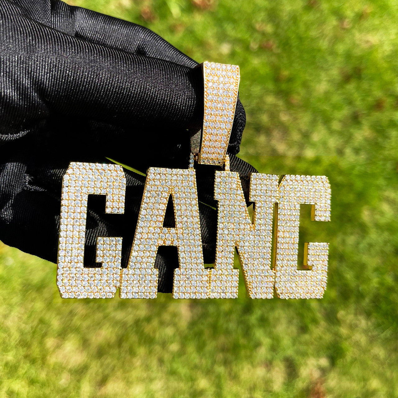 FlatLand | Flat Squared Iced Block Retro Custom Name Plate Hip Hop Pendant
