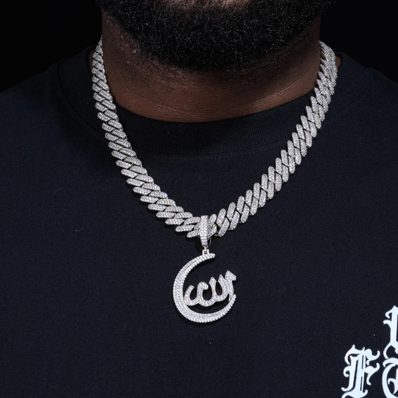 The Moon God | Moissanite Diamond 925 Sterling Silver Allah Hip Hop Pendant
