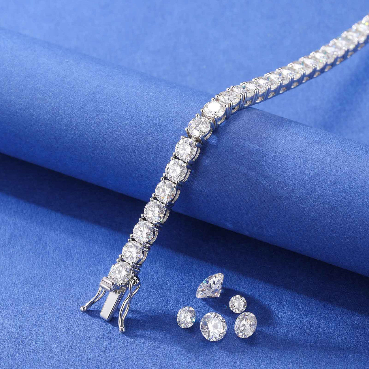 Solid 925 Silver 3MM D Color VVS1 Moissanite Diamond Iced Blinged Out Tennis Bracelet