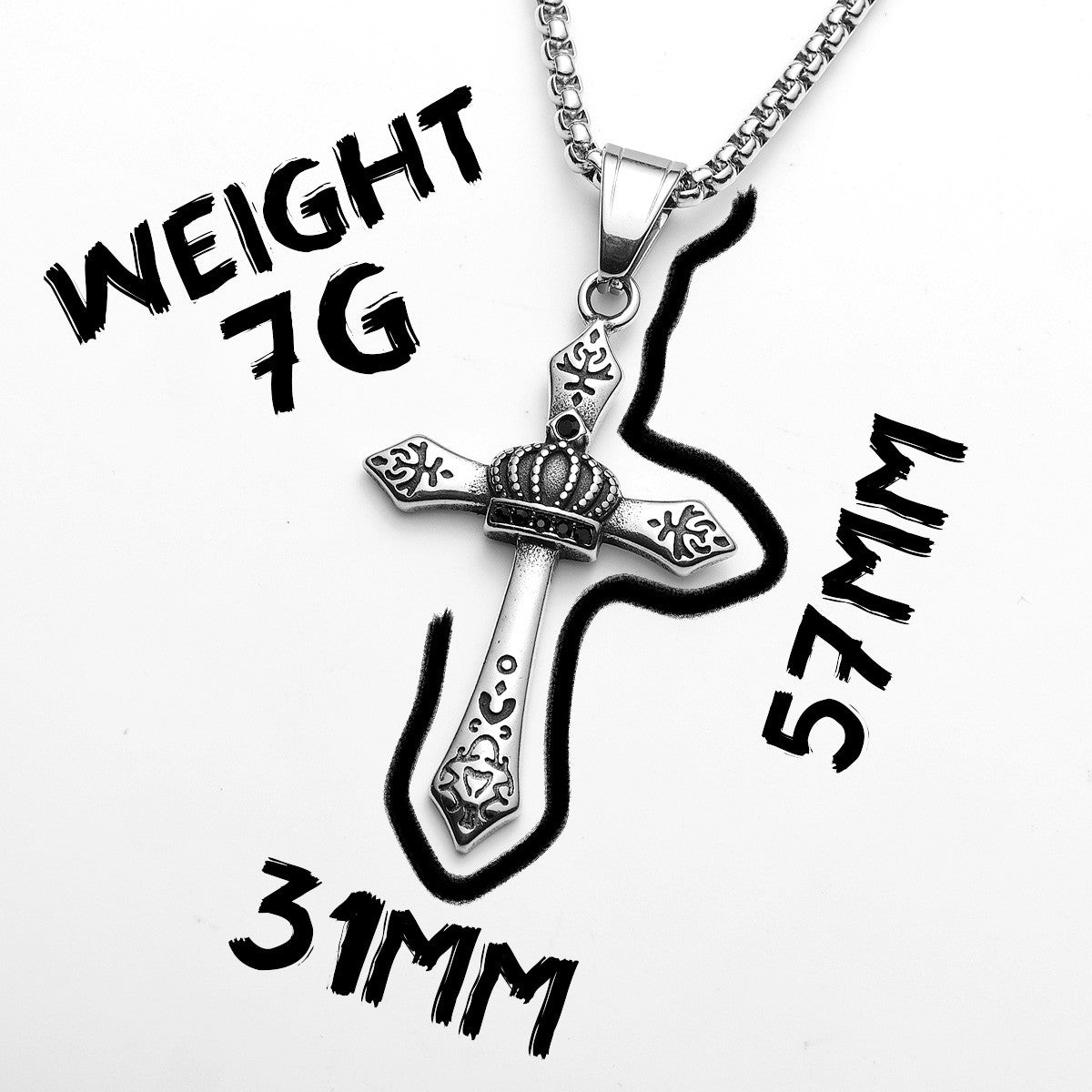 Crown Cross | Solid Stainless Steel Men's Kingly Cross Streetwear Pendant