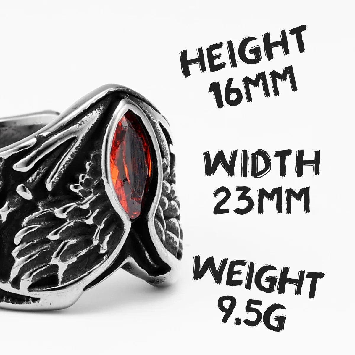 The Fallen | 316L Stainless Steel Angel Wings Gemstone Street Stylish Rings