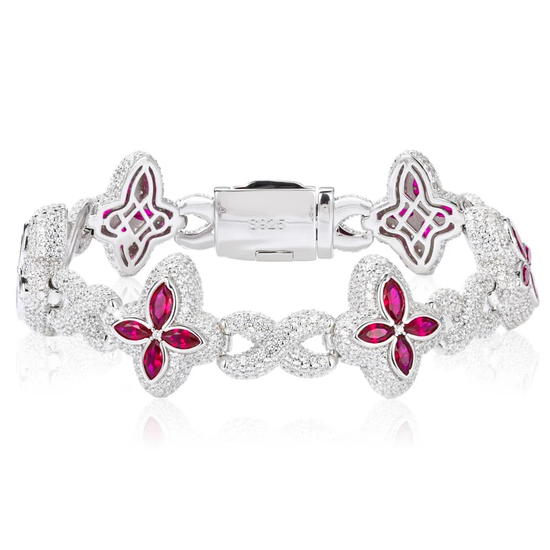 Clover Star | 925 Sterling Silver Moissanite Diamond Iced Clover Star Infinity Bracelet