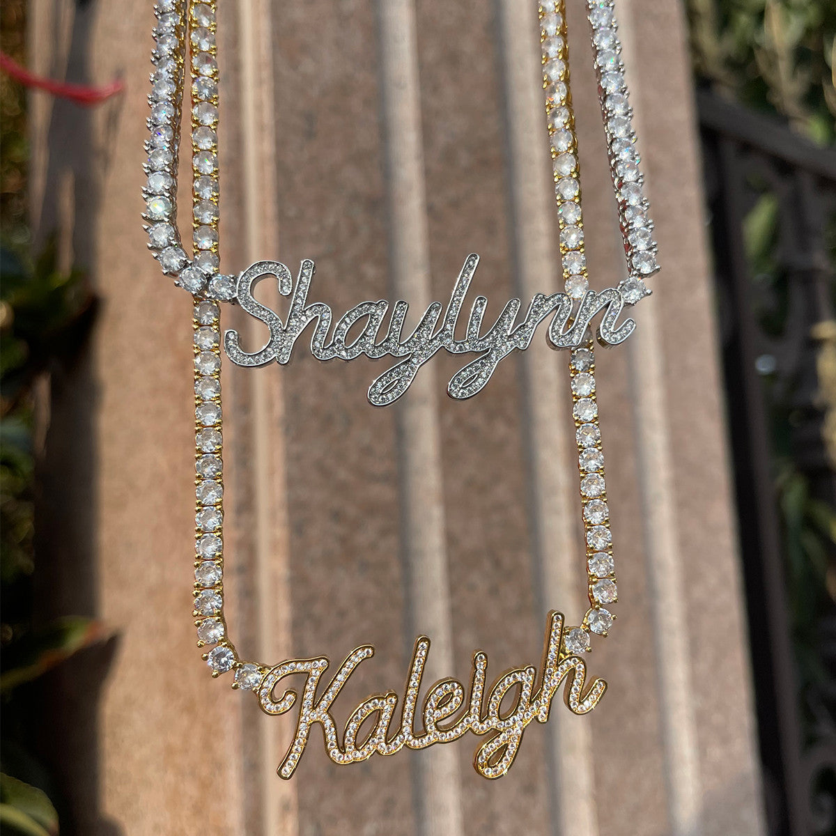 The Classy Girl | Tennis Chain Iced VVS Diamond CZ Custom Script Letter Necklace