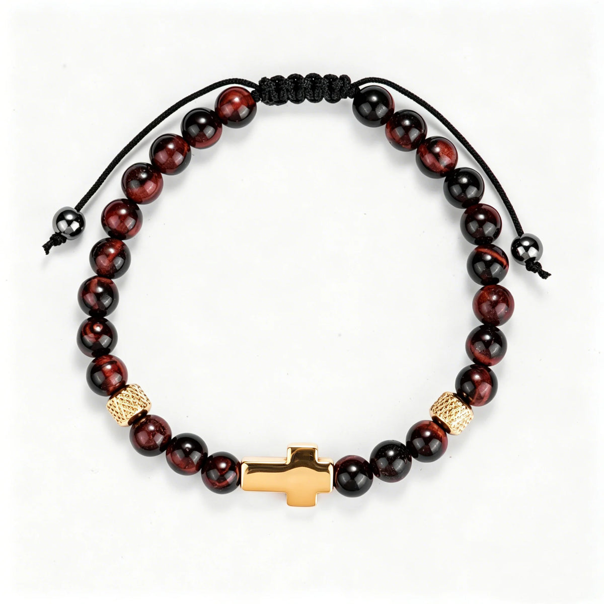 Daily Prayer | 316 Stainless Steel Polished Cross Tiger's Eye Stone Bead Luxury Bracelet