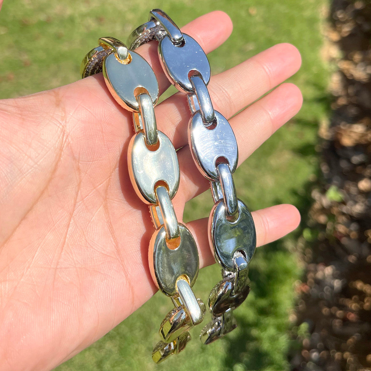 The G-Link | Designer Prong Set Flooded Ice Hip Hop Link Bracelet