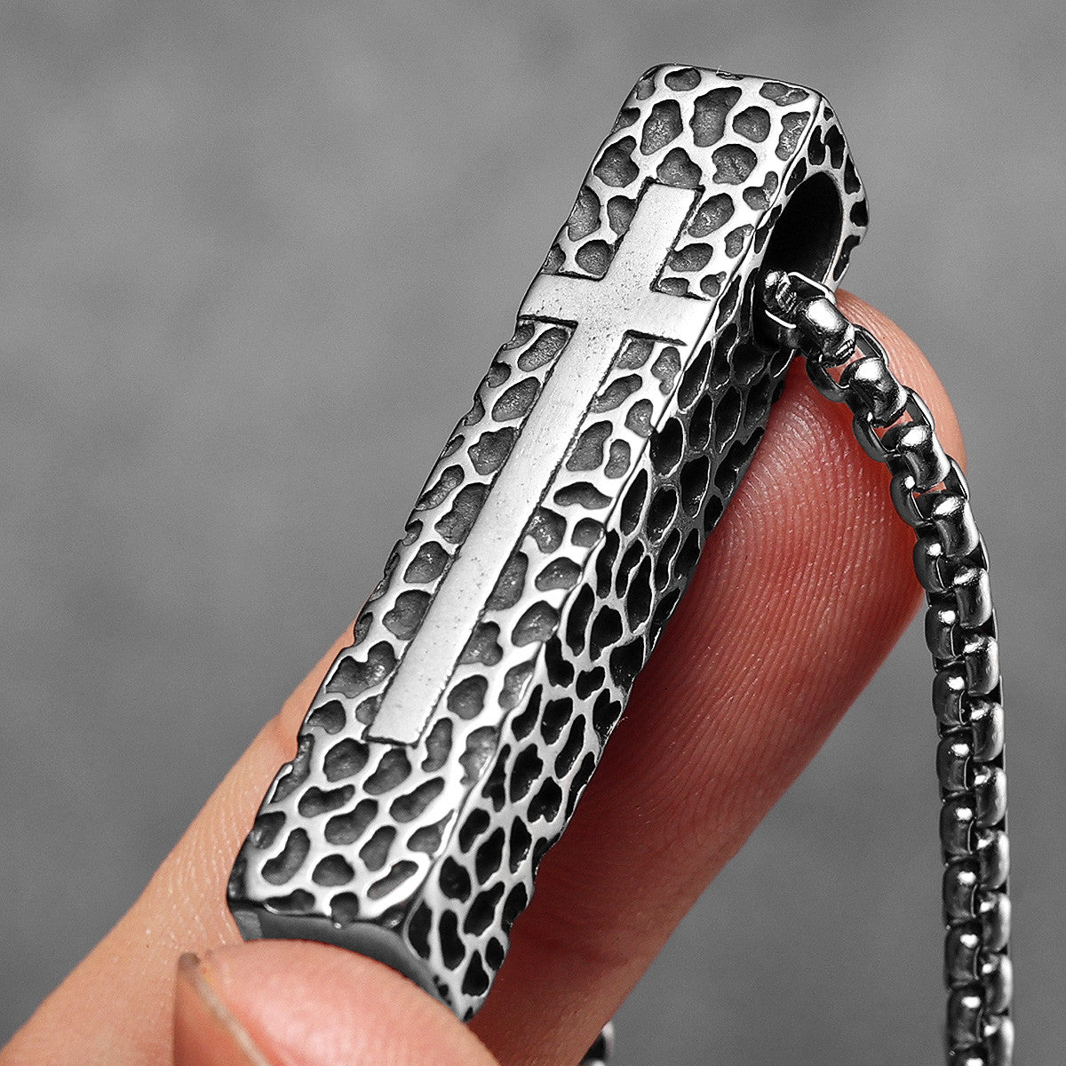 Texture Cross | 316L No Fade Stainless Steel Symbolic Spiritual Street Stylish Pendant