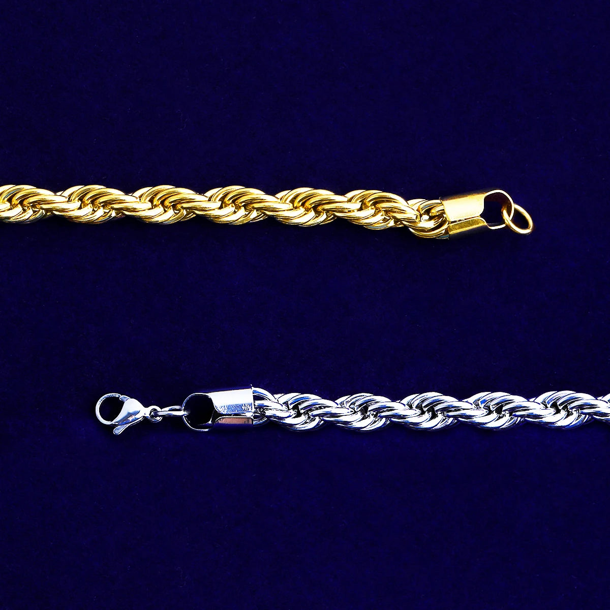 Golden Weave | 8MM Gold Silver Rose Gold Solid Stainless Steel Hip Hop Rope Link Chain