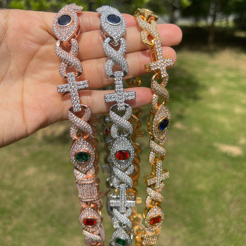 Good VS Evil | Evil Eye Infinity Cross Cuban Link Hip Hop Chain Necklace