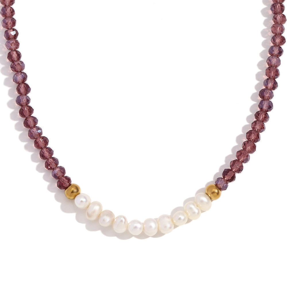 18k Gold Freshwater Pearl Handmade Necklace Waterproof Stainless Steel Necklace