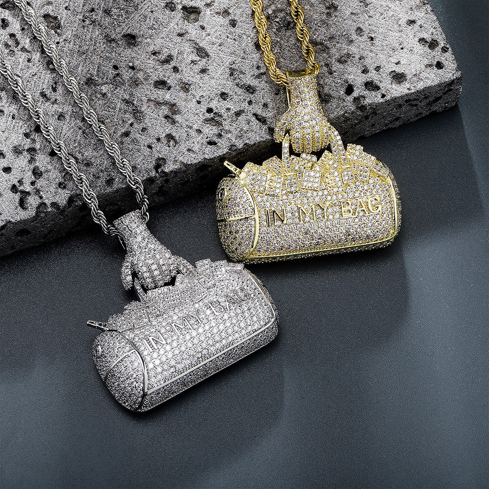 In My Bag | VVS Diamond CZ Money Bag 14k Gold 925 Silver Hip Hop Pendant Chain