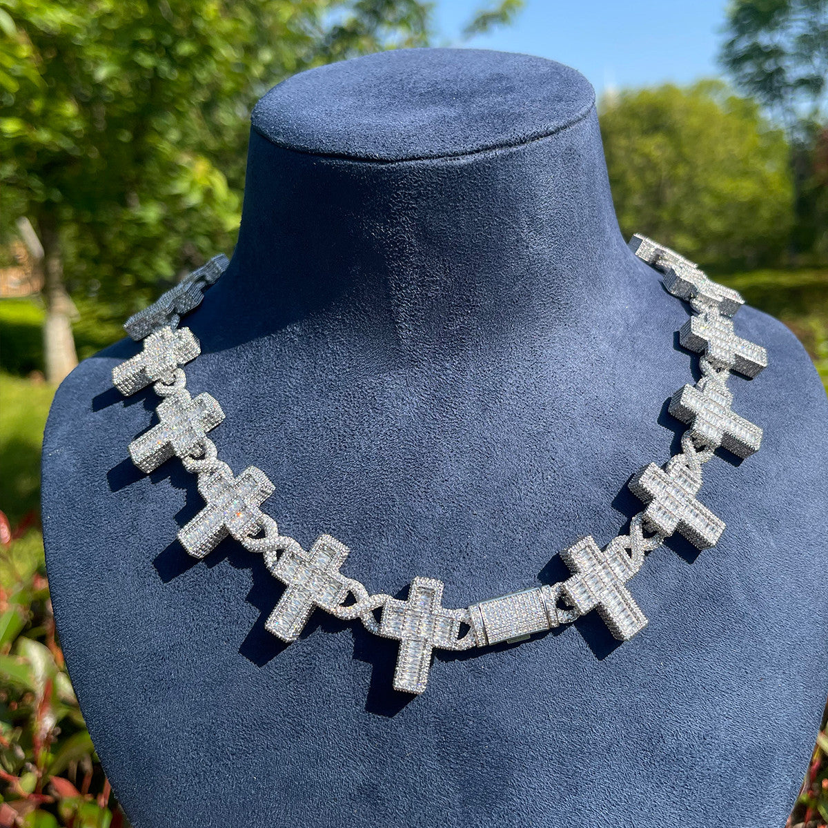 Luxe Infinity Iced Baguette Gemstone Chain Necklace