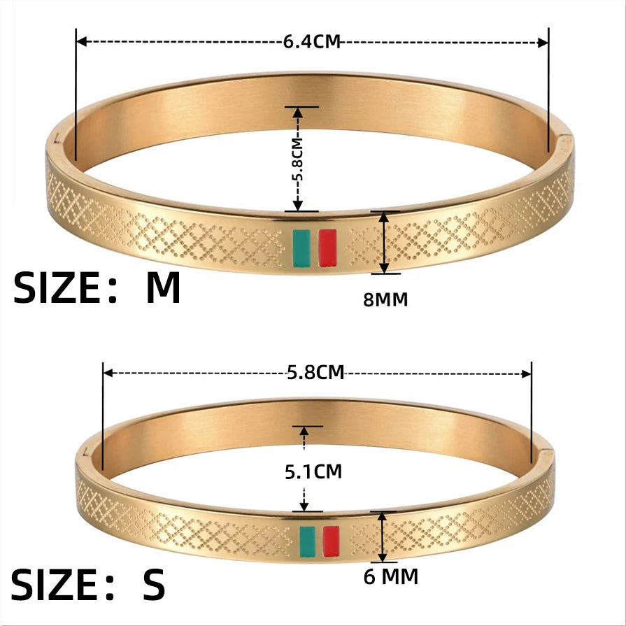 Luxury 18k Gold Black Over No Fade Stainless Steel Red/Green Swagged Out Bracelets
