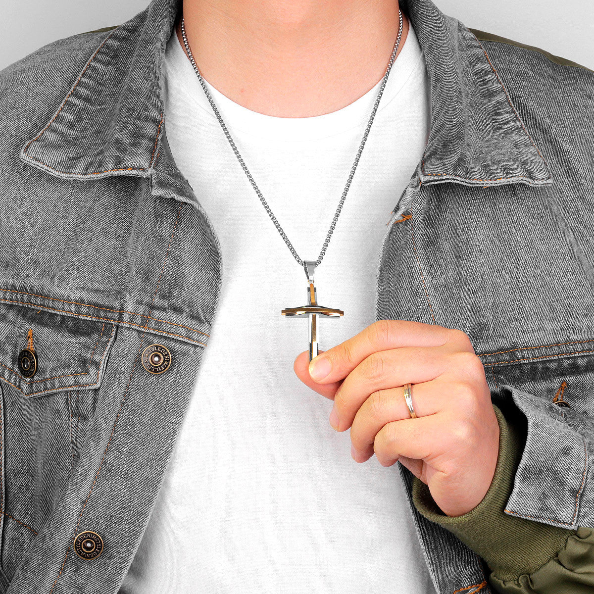 The Cross | 14k Gold Black 316L No Fade Stainless Steel Double Layered Hip Hop Cross Pendant