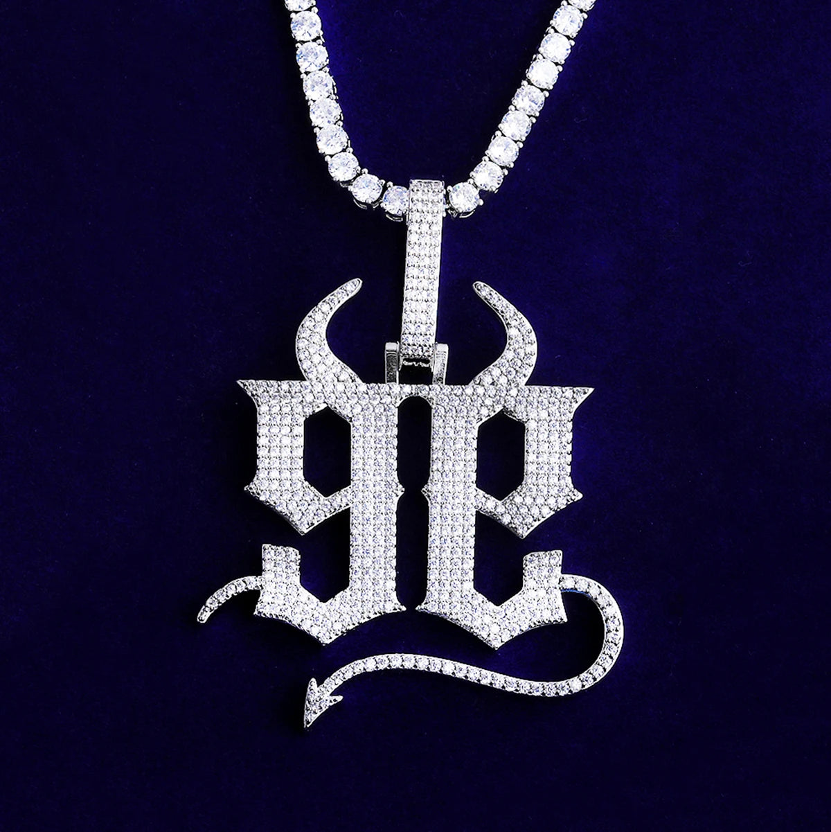 Devils Domain | Number 99 Devil Horns Tail VVS Diamond CZ Luxury Hip Hop Pendant