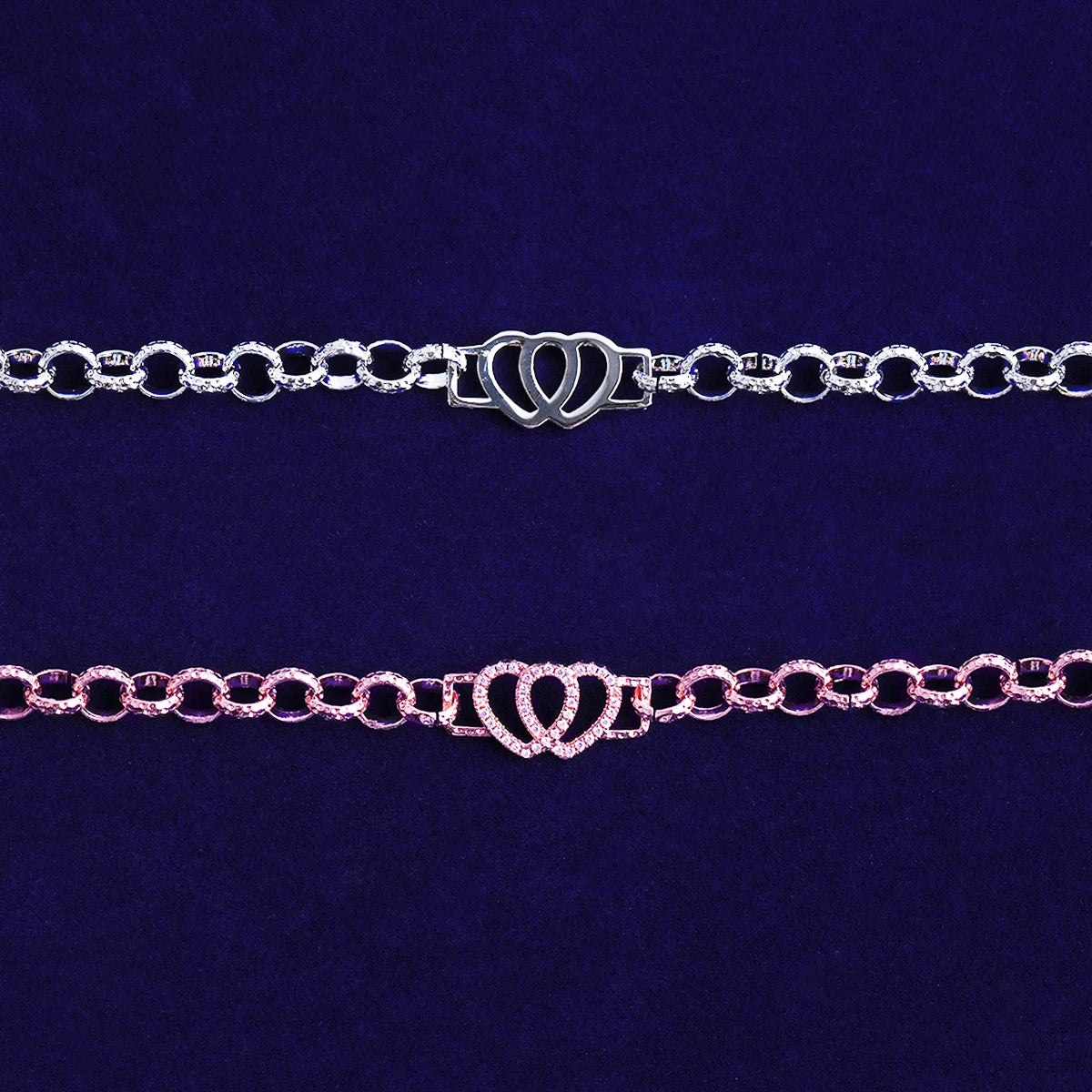 Heart Two Heart | Iced Belcher Link Prong Set VVS Diamond CZ Stone Hearts Bracelet