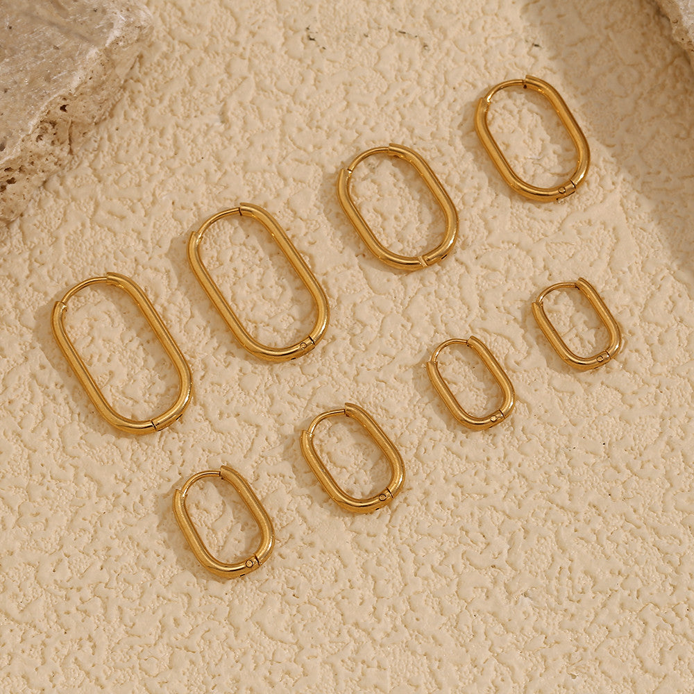 Women's 18k Gold U-Shape Stainless Steel Tarnish Free Fashion Bling Earrings