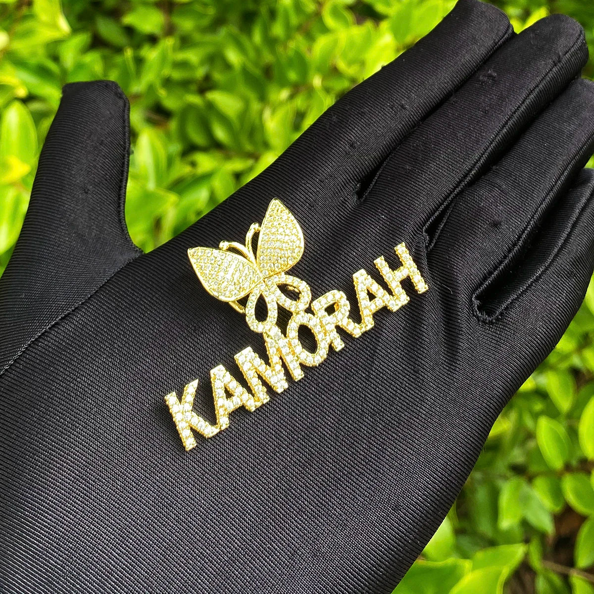 Butterfly Bail | Custom Made VVS Diamond CZ Name Plate Street Wear Pendant