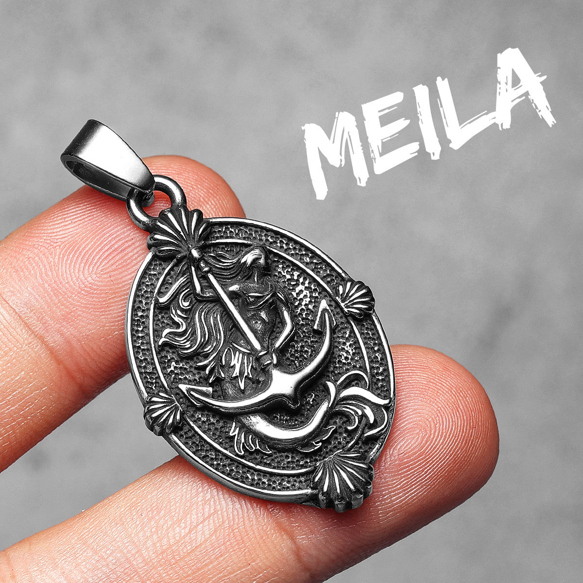Anchor Mermaid | Solid Stainless Steel Mythical Melia Sea Amulet Necklace