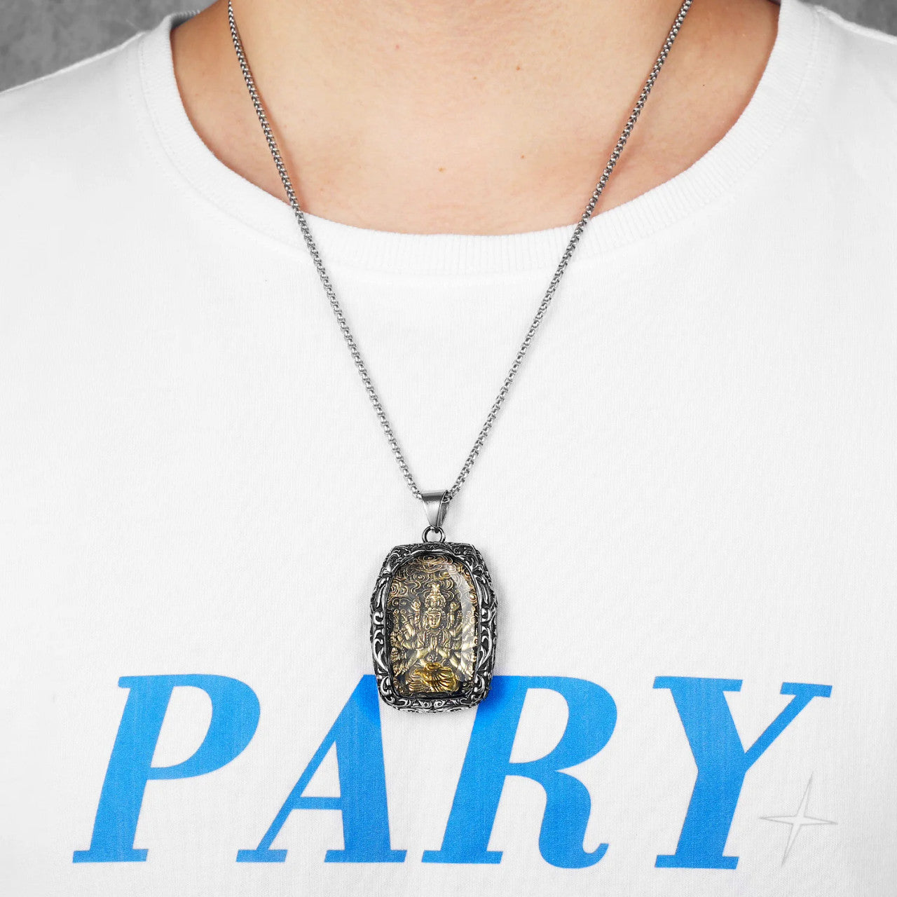 Buddhism Buddha Collection | 316L Stainless Steel Glass Amulet Spiritual Pendant