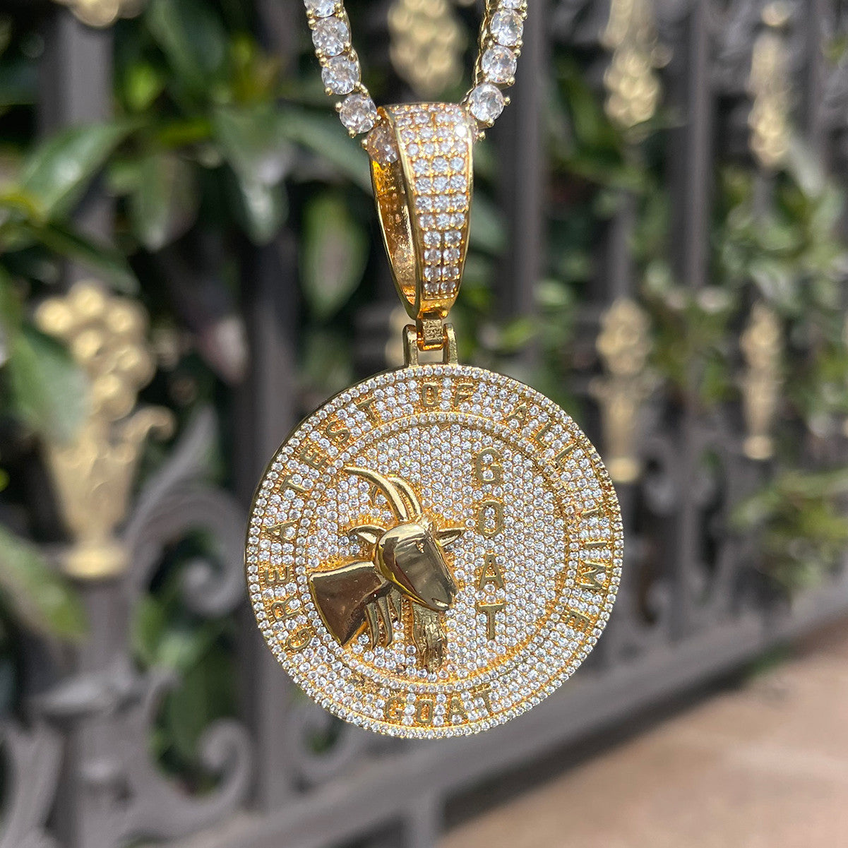 The Greatest Of All Time | Goat VVS Diamond CZ Iced Blinged Out Hip Hop Pendant