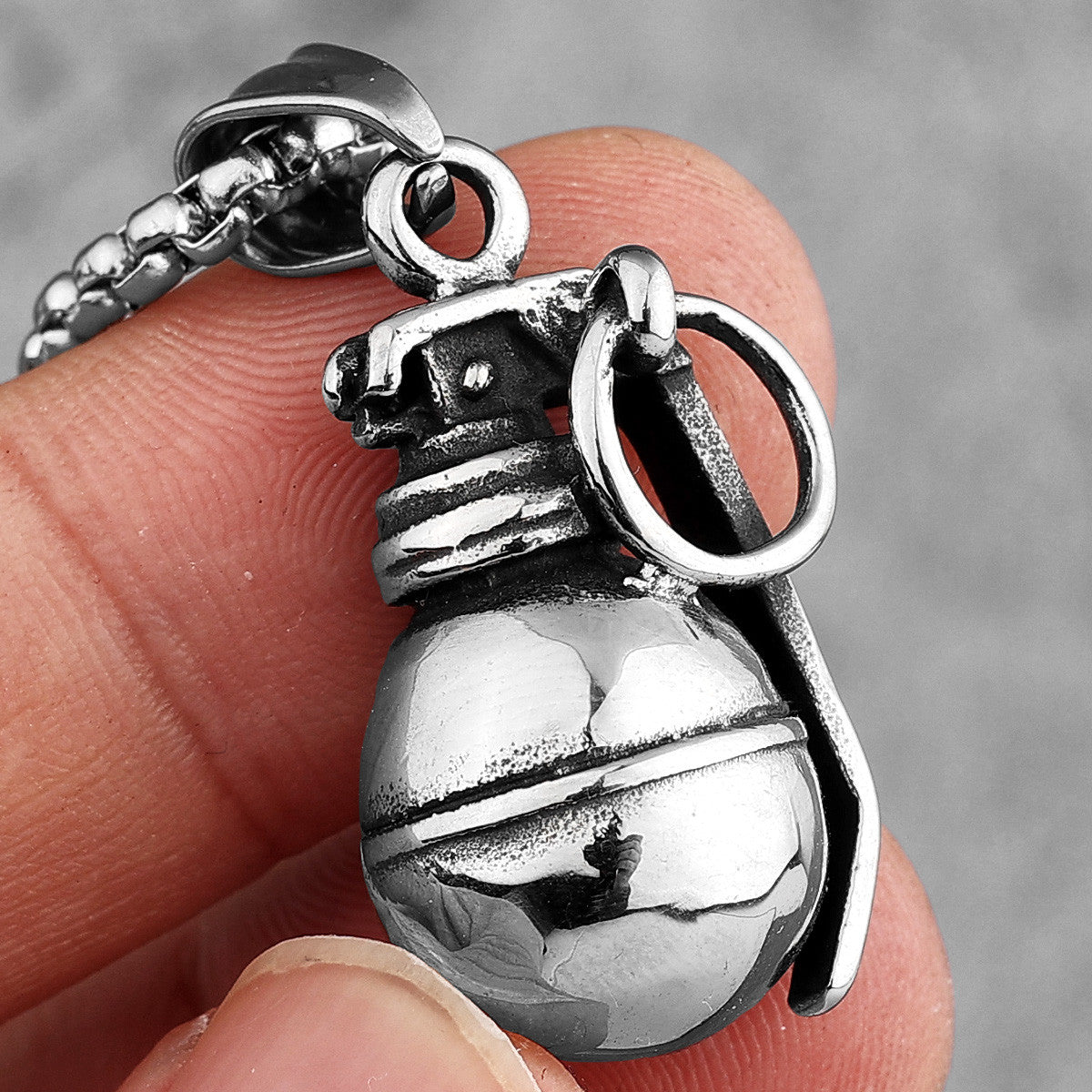 Commando Collection | 316L No Fade Stainless Steel Grenade Revolver Weapons Pendants