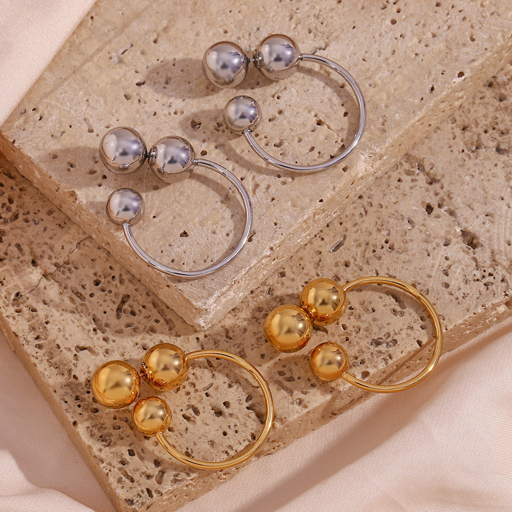 Ladies 18k Gold Silver Waterproof Stainless Steel Round Hoop Bling Earrings