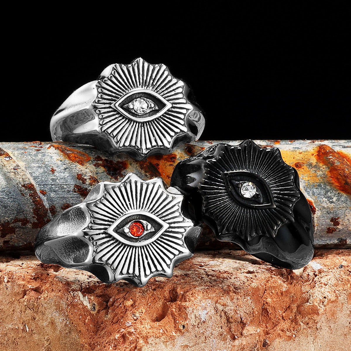Illumination | 316L No Fade Stainless Steel Masonic Illuminati Eye of Light Rings