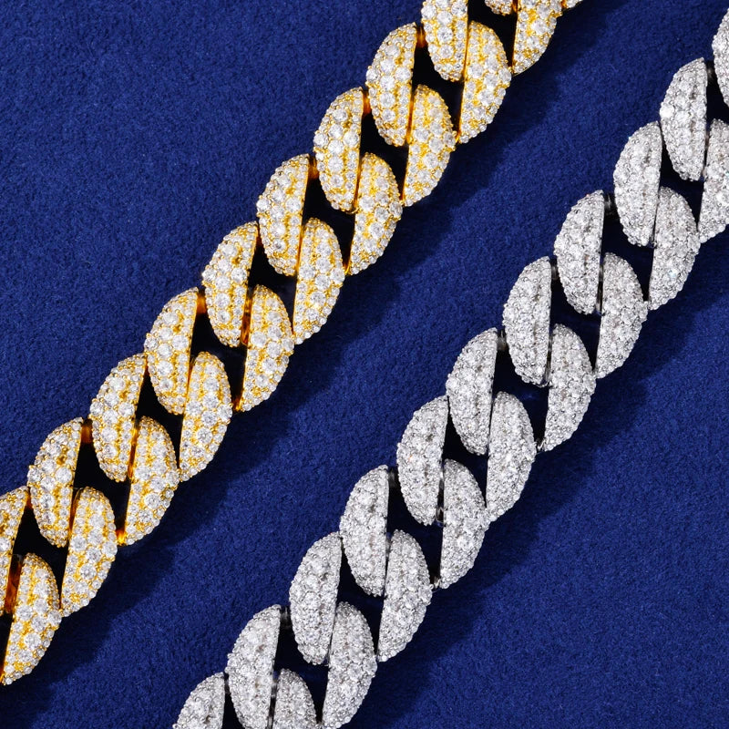 Cuban Delight | 15mm Luxury Embeded Cross Link S925 Sterling Silver Moissanite Bracelet
