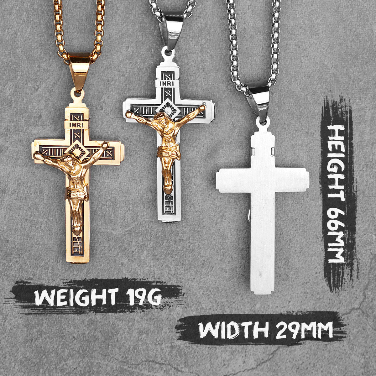 Jesus Cross | 316L No Fade Solid Stainless 14k Gold Men's Spiritual Cross Pendant