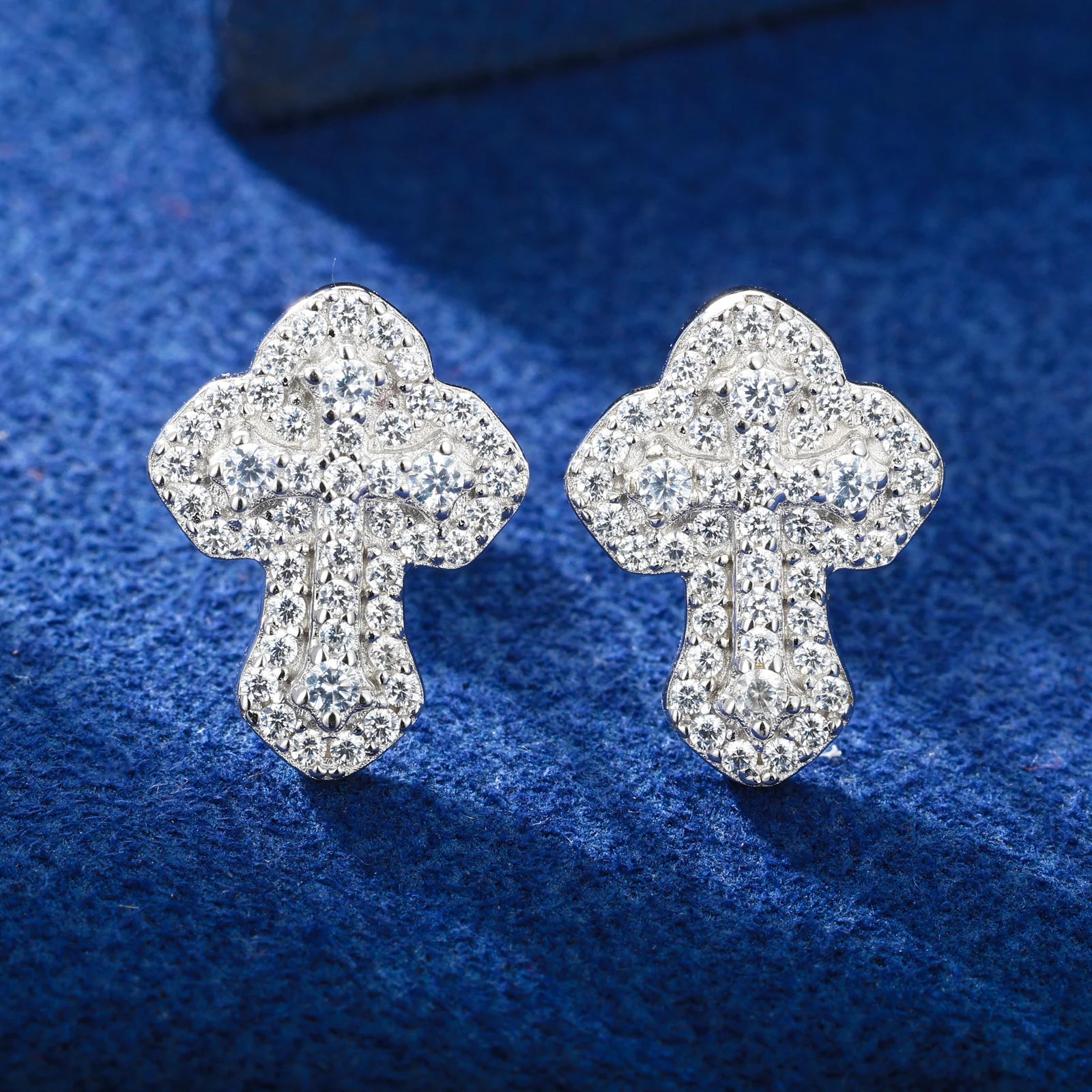 The Armor | High Quality D VVS Moissanite Iced Blinged Out 925 Sterling Silver Cross Earrings