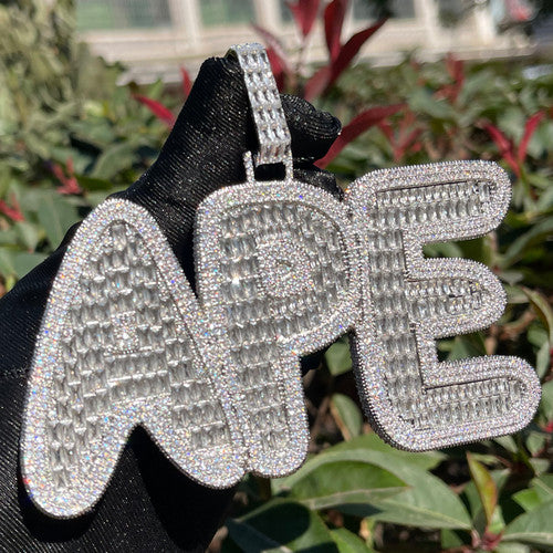 IcedWater | Iced Baguette Custom Letter Blinged Out Nameplate Hip Hop Pendant