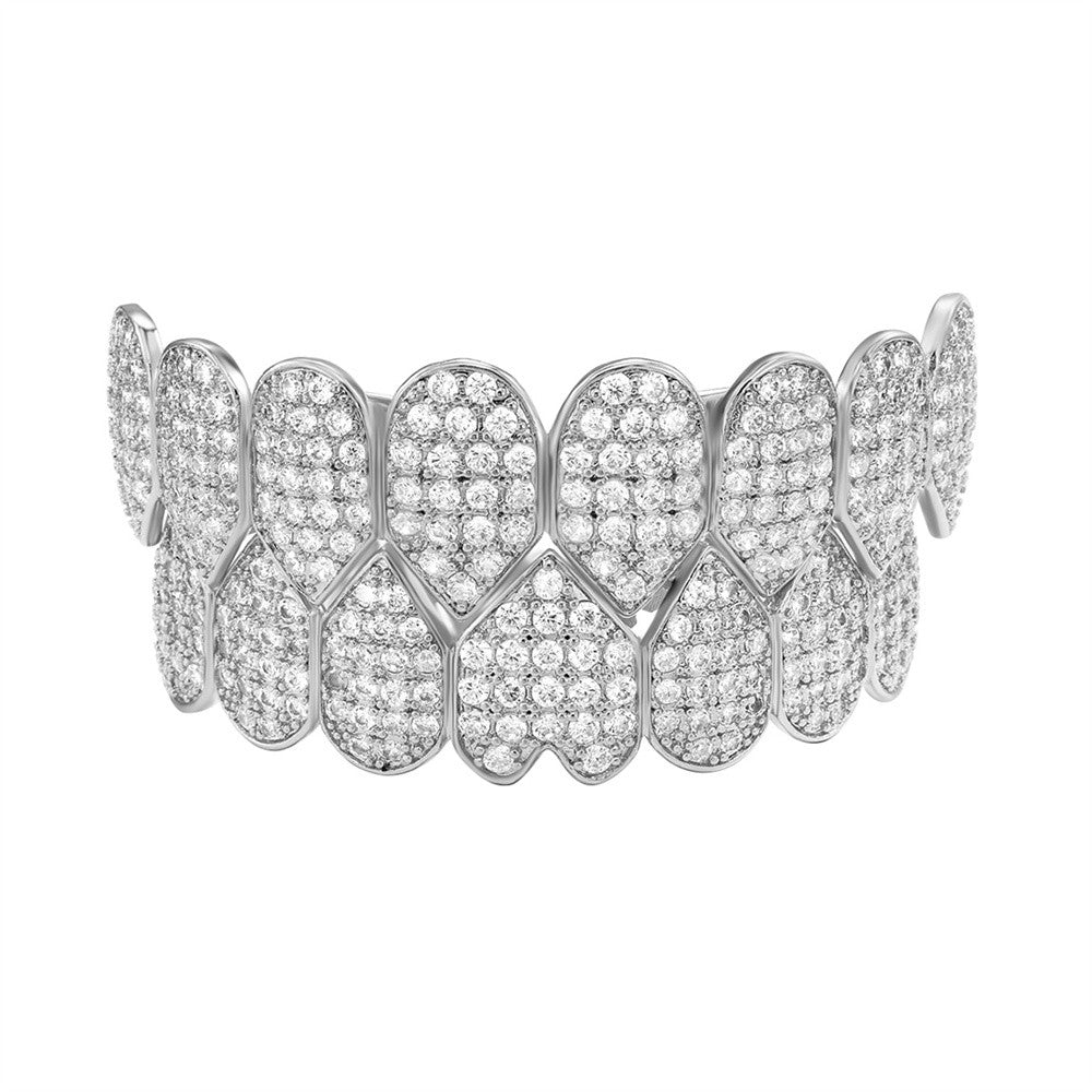 Hustla Tears | VVS Diamond CZ Hip Hop Full Teeth Cap Top Bottom Mouth Grillz Set