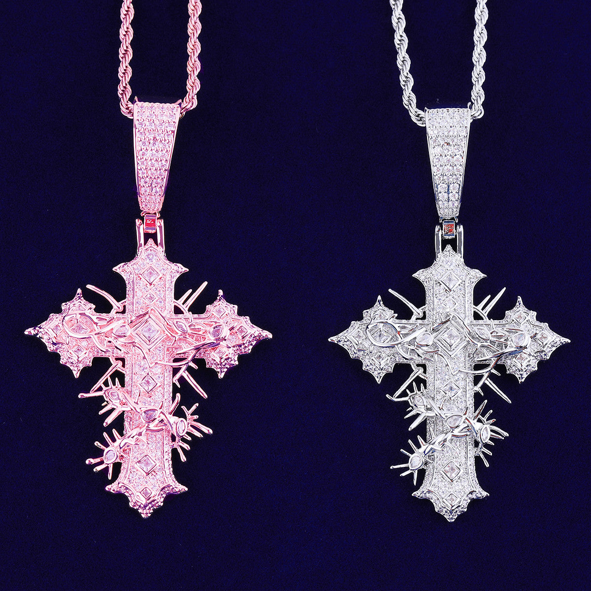 The Christ Cross | VVS Diamond CZ Crown Of Thorns Hip Hop Gold Silver Rose Gold Cross Pendant
