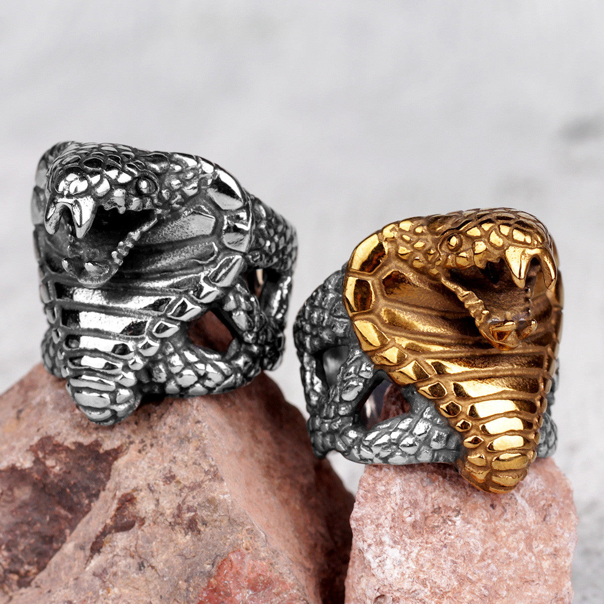 The Cobra | 316L No Fade Stainless Steel Men's Cobra Snake Biker Street Style Rings