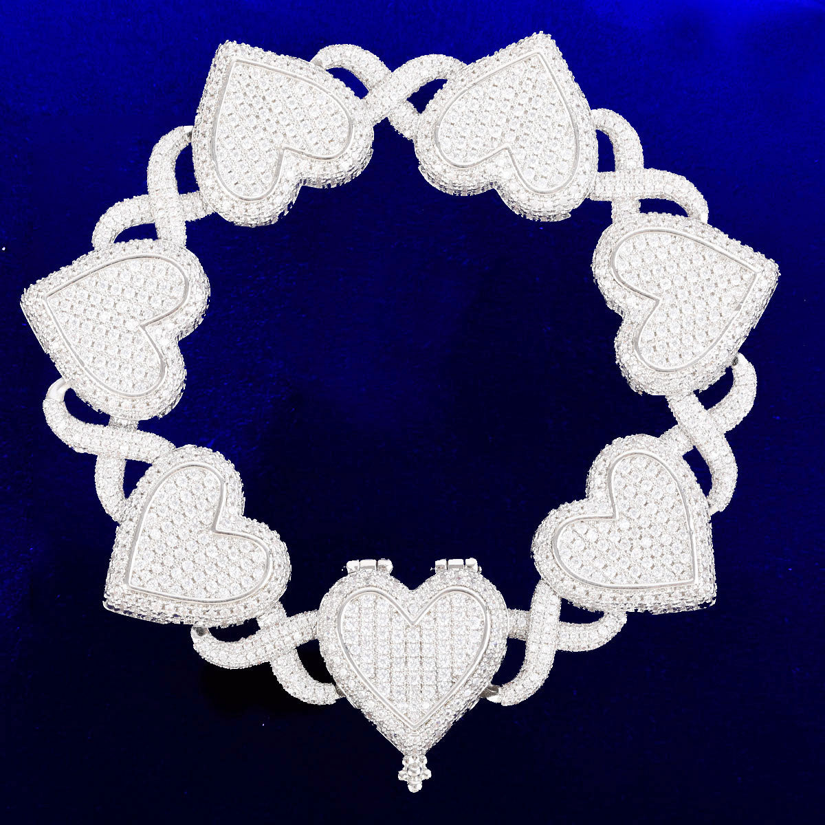 Infinity Love Bracelet | Iced Prong Set Heart Infinite Link Bracelet