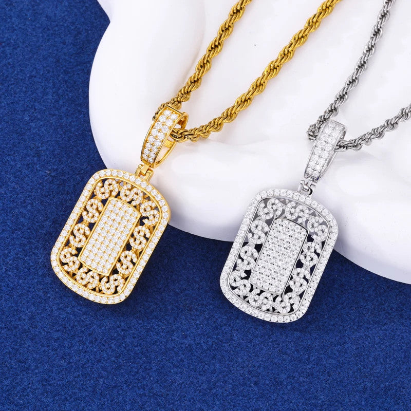 Dem Diamond Boys | Solid Silver Moissanite Diamond Dollar Sign Tag Hip Hop Pendants