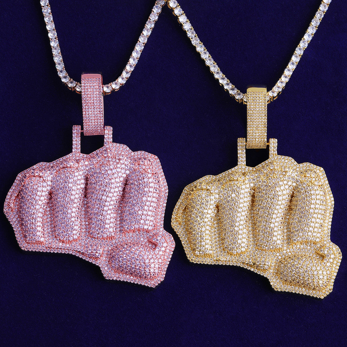 Fist Pound Town | VVS Diamond CZ 24k Gold Iced Blinged Out Pound Fist Hip Hop Pendant