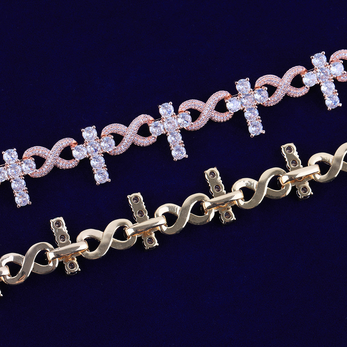 The Infinite Cross | Iced Blinged Out Infinity Link VVS Diamond CZ Bracelet